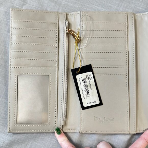 Bebe NWT Grey Hannah Tri-Fold Flap Wallet - Picture 11 of 14
